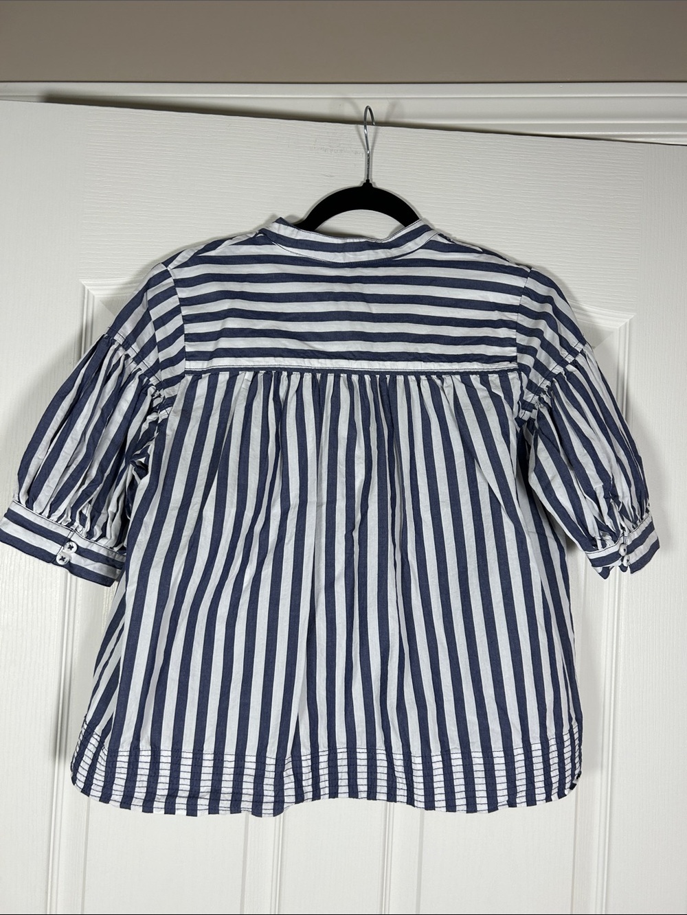 Anthropologie Navy & White Striped V-Neck Peasant Blouse size S - Picture 5 of 5